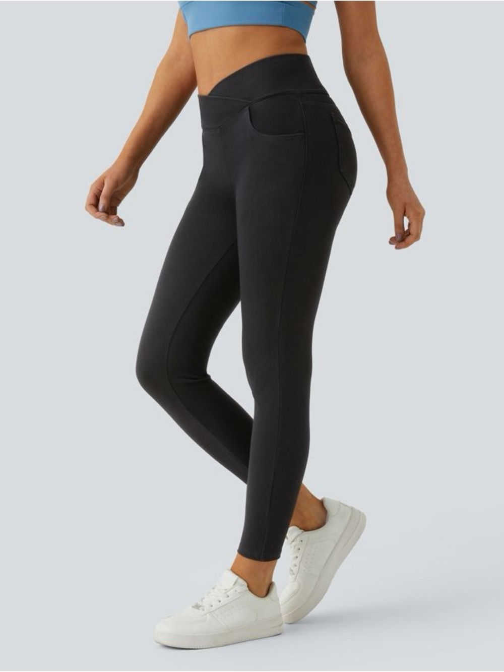 Halara Flex™ High Waisted Crossover Pockets Denim Work Leggings